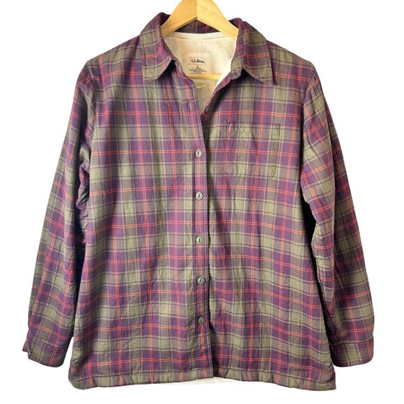 L.L.Bean Jackets & Blazers - L.L.Bean Women's Flannel Jacket Fur Lined Plaid Oversized Gorpcore Outdoors Barn